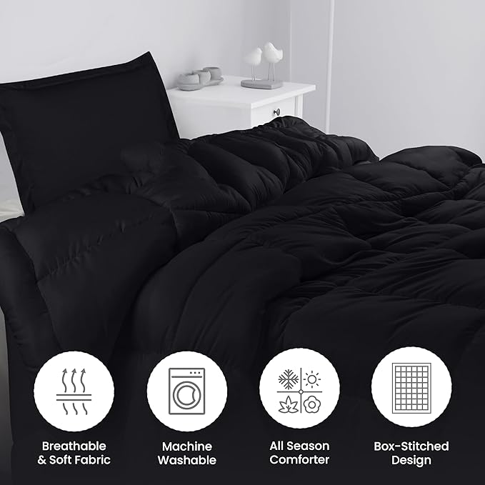 Utopia Bedding Twin Comforter Set Kids with 1 Pillow Sham, Bedding Comforter Sets, Down Alternative Black Comforter, Soft and Comfortable, Machine Washable - LeafyLoom