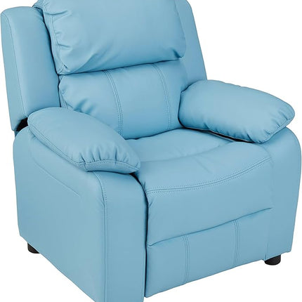 JC Home MACARON Kids Chair Leather Recliner Sofa Toddler Youth Children Child Ages 3-7, Small, Babyblue - LeafyLoom