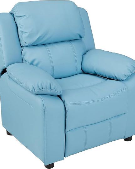 JC Home MACARON Kids Chair Leather Recliner Sofa Toddler Youth Children Child Ages 3-7, Small, Babyblue - LeafyLoom