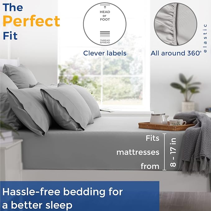 THREAD SPREAD Luxury Egyptian Cotton Twin Stripe Sheet Set - 600 Thread Count Extra Long Staple 3 PC Set, Twin Damask Sheets, Soft, Cooling Sateen Weave Striped Sheets Upto 18" Deep Pocket - Burgundy - LeafyLoom