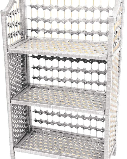 Oriental Furniture 33" Natural Fiber Shelving Unit - White - LeafyLoom