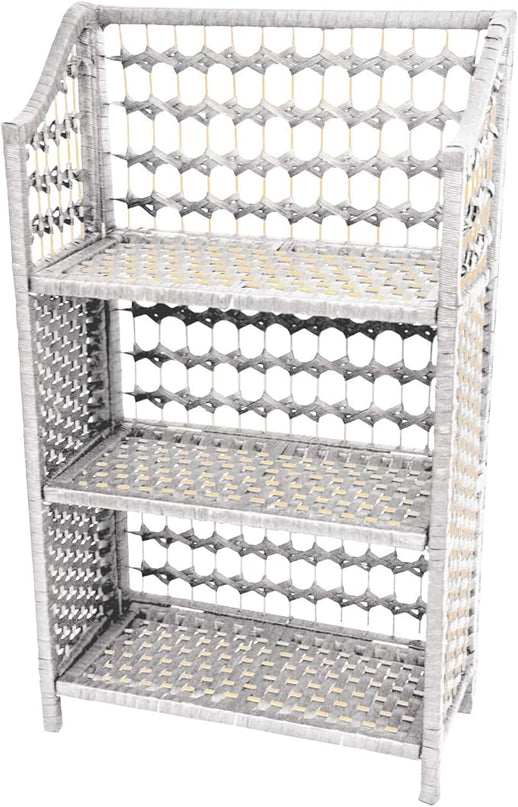 Oriental Furniture 33" Natural Fiber Shelving Unit - White - LeafyLoom