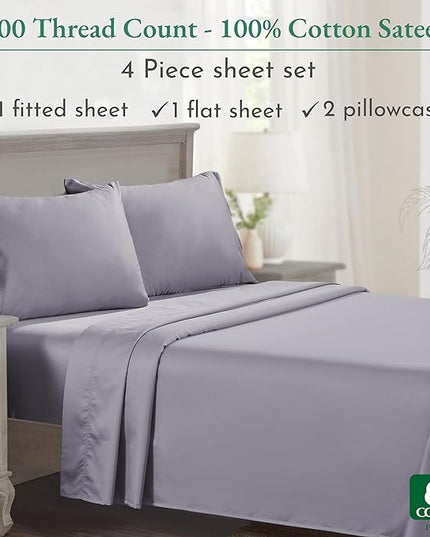 CALIFORNIA DESIGN DEN 5-Star Hotel 600 Thread Count 100% Cotton Sheets Set - Soft & Smooth Queen Sheet Set with Deep Pockets, Quality Beats Egyptian Cotton Claims (Lavender) - LeafyLoom