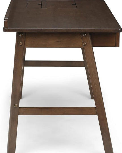 SIMPLIHOME Rylie SOLID WOOD 60 inch Wide Home Office Desk, Writing Table, Workstation, Study Table Furniture in Natural Aged Brown with 3 Drawers - LeafyLoom