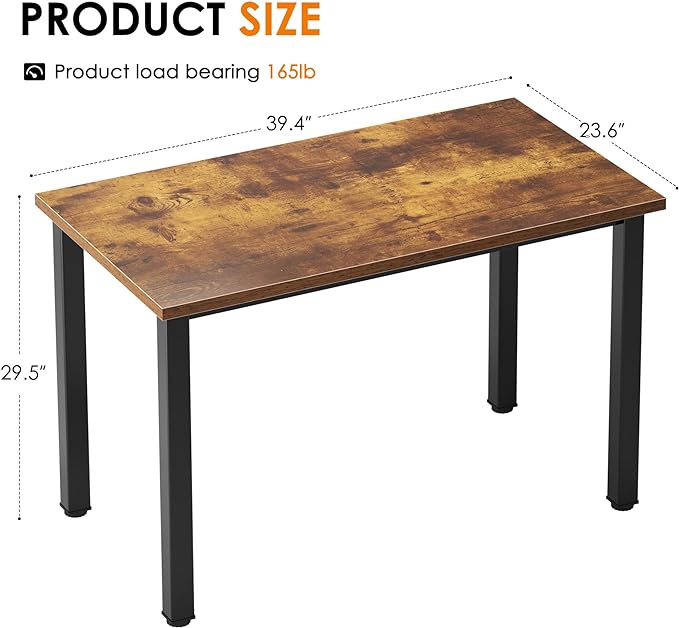 Need Small Desk, 39.4 inches Sturdy Writing Desk for Small Spaces, Small Computer Desk Teens Desk Study Table Laptop Desk Home Ofice Desk, Black Metal Frame, Rustic Brown - LeafyLoom