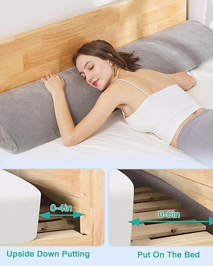 King Size (76"x10"x6") Bed Wedge Pillow for Headboard Bed Gap Filler (0-6"), Headboard Pillow Wedge Mattress Wedge Pillow to Fill The Gap Between Headboard and Mattress - LeafyLoom
