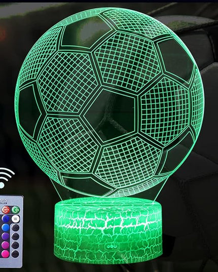 Soccer Night Light, 3D Illusion Lamp for Kids, Touch & Remote Control Multiple Colour & Flashing Modes and Brightness Adjusted Room Decor Christmas Birthday Gifts for Boys Sport Lovers Children Teen - LeafyLoom