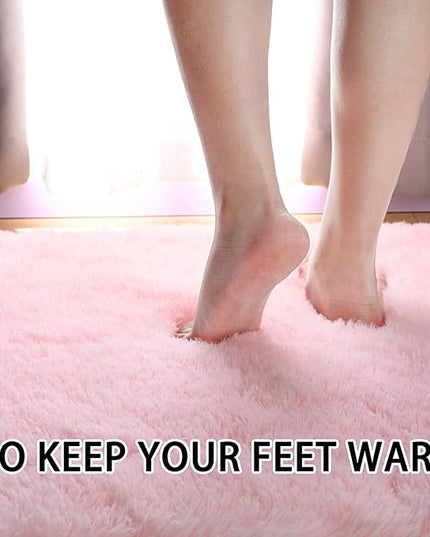 Merelax Soft Shaggy Rug for Kids Bedroom, Oval 2.6'x5.3' Pink Plush Fluffy Carpets for Living Room, Furry Carpet for Teen Girls Room, Anti-skid Fuzzy Comfy Rug for Nursery Decor Cute Baby Play Mat - LeafyLoom