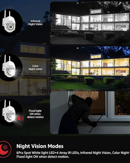 BOAVISION 5MP Security Camera Outdoor, Wireless WiFi IP Camera Home Security System 360° View,Motion Detection, auto Tracking,Two Way Talk,pan Tile Full Color Night Vision BOAVISION
