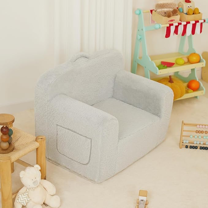Toddler First Chair, Baby Chairs Comfy Toddler for Boys and Girls for Ages 18 Months and Up, Fits Any Decor (Grey) - LeafyLoom