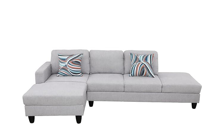 2-Piece L-Shaped Sectional Couches, Lounge, Modular Sofas for Home Office Apartment, Large Living Room Furniture Hand Facing, 2pcs 101.5'' Recliner+55.5'' Chaise(Left), Grey White Lint - LeafyLoom