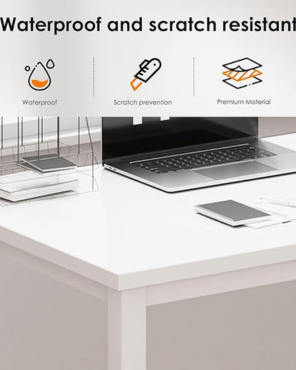DlandHome 63 inches X-Large Computer Desk, Composite Wood Board School Desk, Decent and Steady Home Office Desk/Workstation/Table, BS1-160WW, White and White Legs, 1 Pack - LeafyLoom