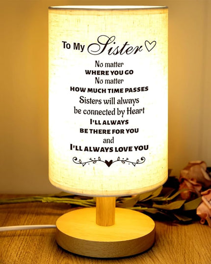 Welsky Sister Gifts, Birthday Gifts for Sister, Personalized Table Lamp Sister Gifts from Sister, Unique Graduation Wedding Gifts for Sisters from Sisters Adult - LeafyLoom
