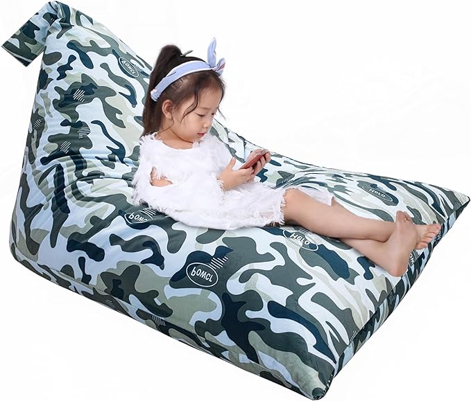 Jorbest Stuffed Animal Storage, Soccer Stuffed Animal Bean Bag Storage, Bean Bag Chair Cover for Kids, Luxury Velvet Stuffie Seat - Cover ONLY (200L/52 Gal) - LeafyLoom