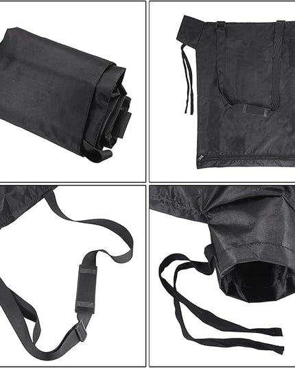OwnMy Universal Leaf Vacuum Blower Bag Black Leaf Vacuum Bag Leaf Blower Replacement Bag with 3 Fasten Ties, Adjustable Leaf Blower Mulcher Bag Bottom Debris Zipper Bag Fallen Leaves Collection Bag - LeafyLoom