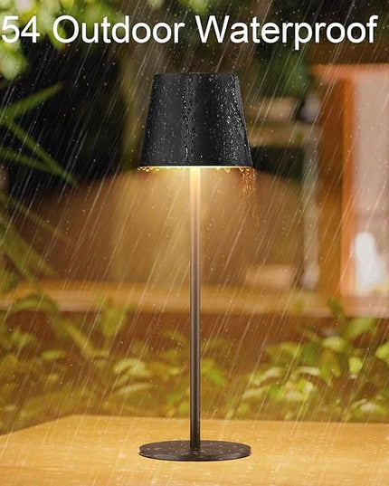 2 Pack Dimmable Table Lamp 3000k Warm White, IP54 Wireless Bottle Lamp for Indoor and Outdoor, 5000 mAh Rechargeable Table Lamp for Family, Restaurant & Bar(Black) - LeafyLoom