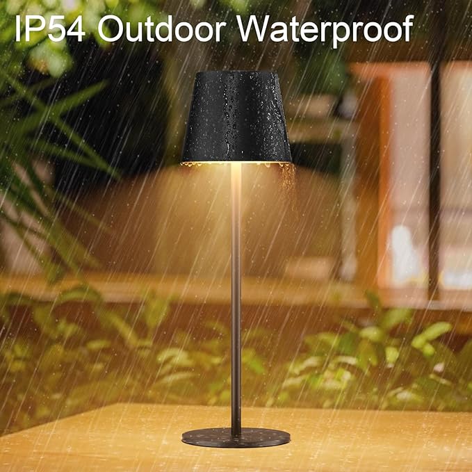 2 Pack Dimmable Table Lamp 3000k Warm White, IP54 Wireless Bottle Lamp for Indoor and Outdoor, 5000 mAh Rechargeable Table Lamp for Family, Restaurant & Bar(Black) - LeafyLoom