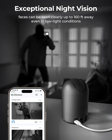 FOSCAM Home Security Camera R4S 4MP WiFi IP Camera,Wireless Baby Monitor with AI Human Detection Sound Detection 33ft Night Vision 2 Way Audio Camera Compatible with Alexa Black Foscam