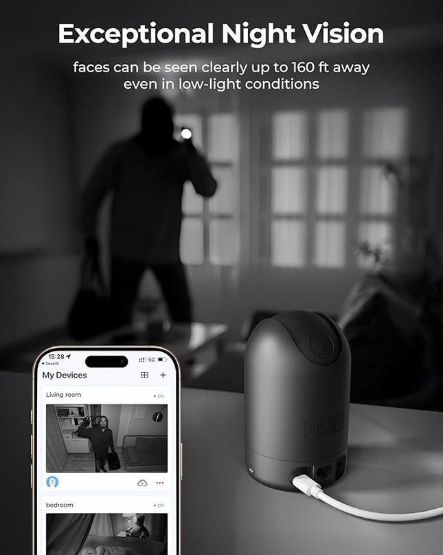 FOSCAM Home Security Camera R4S 4MP WiFi IP Camera,Wireless Baby Monitor with AI Human Detection Sound Detection 33ft Night Vision 2 Way Audio Camera Compatible with Alexa Black Foscam