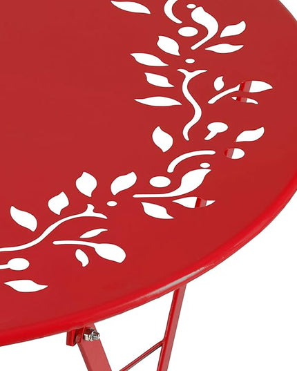 Alpine Corporation Indoor/Outdoor 3-Piece Bistro Set Folding Table and Chairs Patio Seating, Red - LeafyLoom