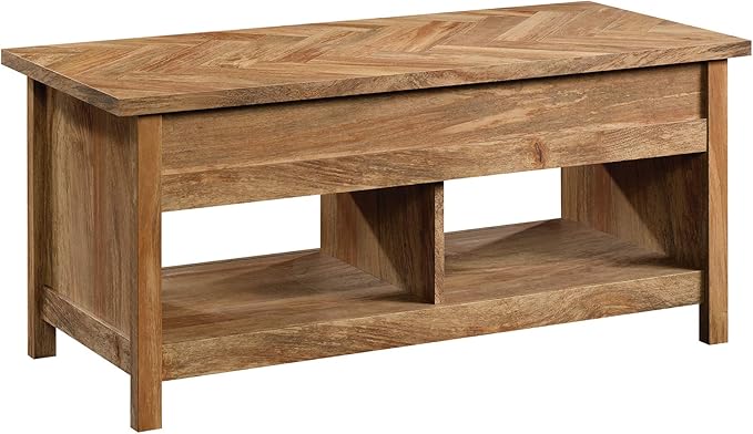 Sauder Cannery Bridge Lift Top Coffee Table, L: 43.15" x W: 19.45" x H: 19.02", Sindoori Mango finish - LeafyLoom