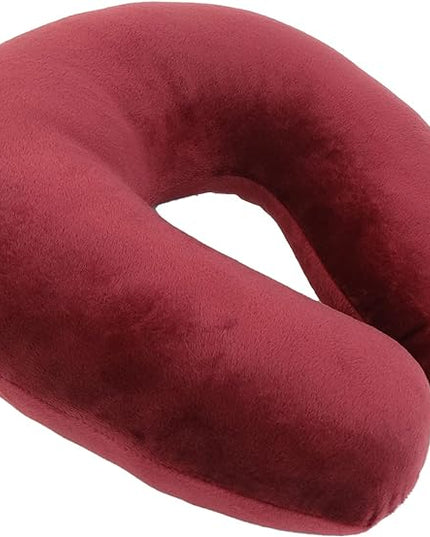 Adult Cozy Soft Microfiber Neck Pillow, Compact, Perfect for Plane or Car Travel, Burgundy - LeafyLoom