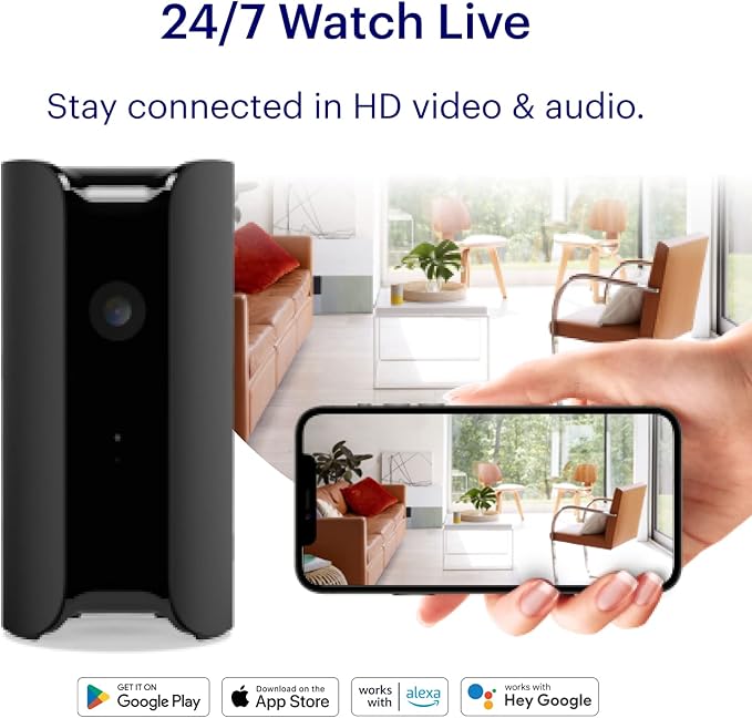 Canary Pro Indoor Home Security Camera 1080p HD WiFi IP | 24/7 Watch Live Video, Siren, Climate Monitor, Motion Alerts, Two-Way Talk, Night Vision, 10x Zoom, Private Mode, Works with Alexa and More Canary