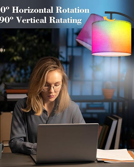 PESRAE LED Floor Lamp Work with Alexa,Google Assistant WiFi App,Modern Standing RGB Lamp with Lampshde,Tall LED Floor Lamp for Bedroom and Office(No Remote Control Include - LeafyLoom