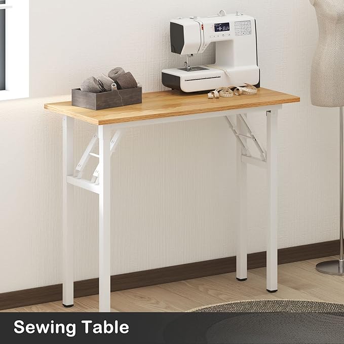 Need Small Desk 31 1/2" No Assembly Foldable Writing Table,Sturdy and Heavy Duty Folding Computer Desks for Small Space/Home Office/Dormitory AC5BW(80 * 40) - LeafyLoom
