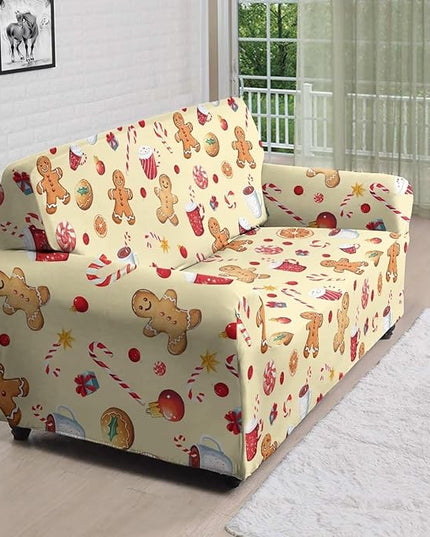 FKELYI Cute Christmas Sofa Couch Cover with Elastic Bottom Stretch Furniture Protector for Indoor Easy Going Stretch Sofa Slipcovers L FKELYI