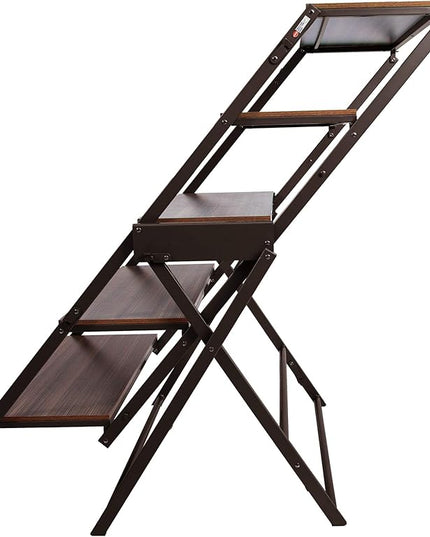 Origami modern 2 in 1 shelf to table Style, Organizer Deco Rack magically turn to a table/desk in a second,Fully assembled, Vintage Bronze/Oak/US patent pending (STT-VBWOAK) - LeafyLoom