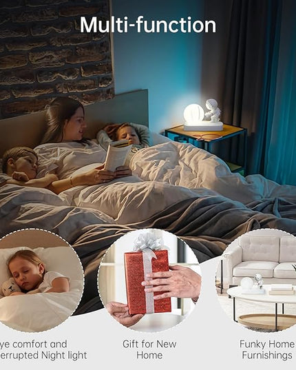 Night Light for Kids Adults, 3D Galaxy Crystal Ball Super Soft Illumination LED Small Night Lamp USB Powered and Button Control Moon Lights for Bedroom or Gift, Basketball - LeafyLoom