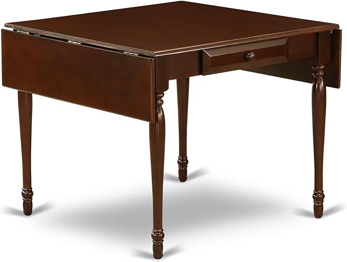 East West Furniture Monza 5 Piece Kitchen Set Includes a Rectangle Table with Dropleaf and 4 Linen Fabric Dining Room Chairs, 36x54 Inch, Mahogany - LeafyLoom