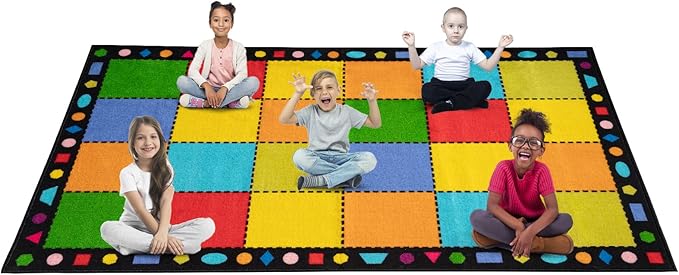 Booooom Jackson Thick Classroom Rug Elementary,13'x7'5'' Large Classroom Carpet Preschool Seating Rug for School, Colorful Classroom Rug for Classroom with 0.3'' Non-Slip Backing - LeafyLoom