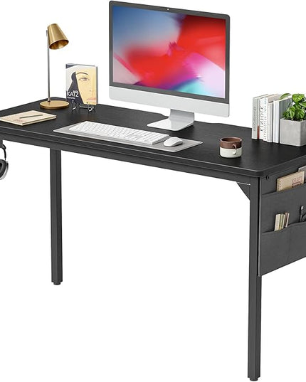 BANTI Computer Desk, 47 inch Home Office Writing Study Desks with Storage Bag, Small PC Table, Modern Simple Style for Space-Saving, Black - LeafyLoom