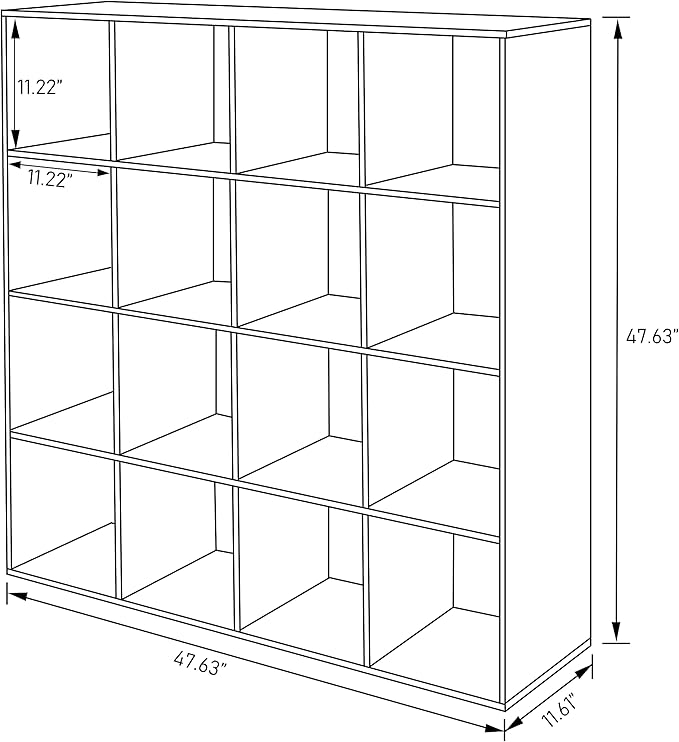 PACHIRA E-Commerce 16 Cube Closet Cabinet, Unit Shelf, Wooden Storage Cube, Bookshelf File Organizer Rack in Living Room, Bedroom, Study, each cube 11.22", OAK - LeafyLoom