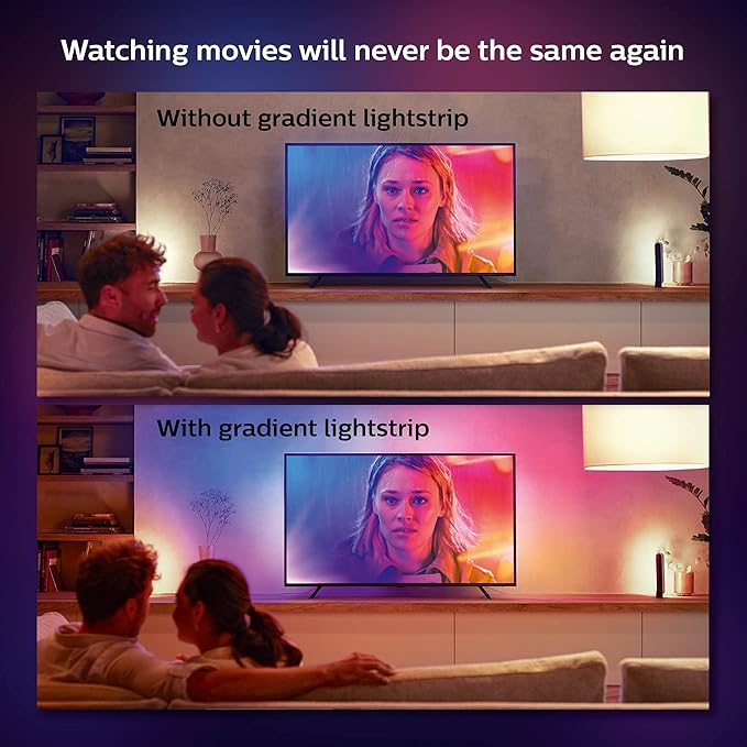 Philips Hue Play Gradient 55" Smart TV Light Strip - Flowing Multicolor LED Color-Changing TV BackLight - Sync with TV, Music, and Gaming - Requires Bridge and Sync Box - Control with App or Voice PhilipsHue