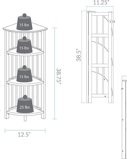 Casual Home 4-Shelf Corner Folding Bookcase, Honey Oak - LeafyLoom