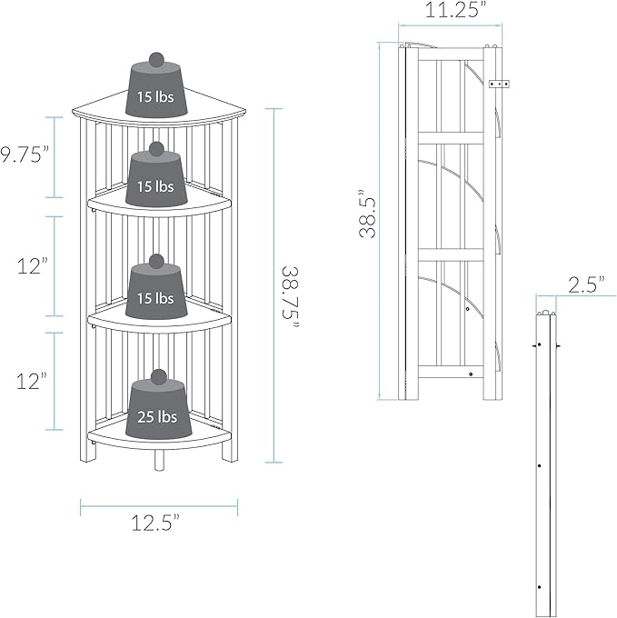 Casual Home 4-Shelf Corner Folding Bookcase, Honey Oak - LeafyLoom