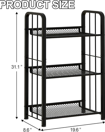 Bookshelf Storage Shelf Bookcase Freestanding Storage Stand Book Organizer for Living Room, Bedroom, Kitchen, Rust Resistance,Easy Assembly Multi-Functional Organizer (3 Tiers Black) - LeafyLoom