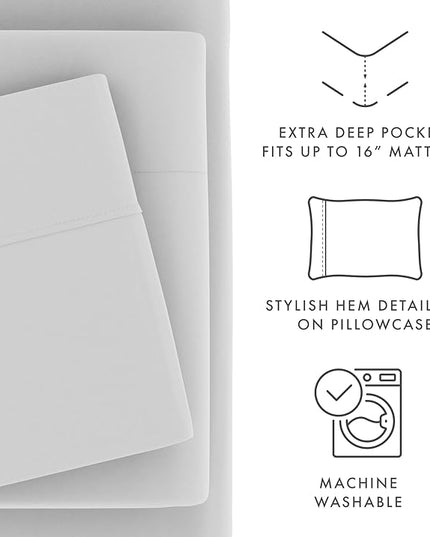 Linen Market Bed Sheets for Twin Size Bed (Light Gray) - Sleep Better Than Ever with These Soft and Cooling Twin Sheets - Deep Pocket Fits 16" Thick Beds - 3 Piece Twin Sheet Set - LeafyLoom