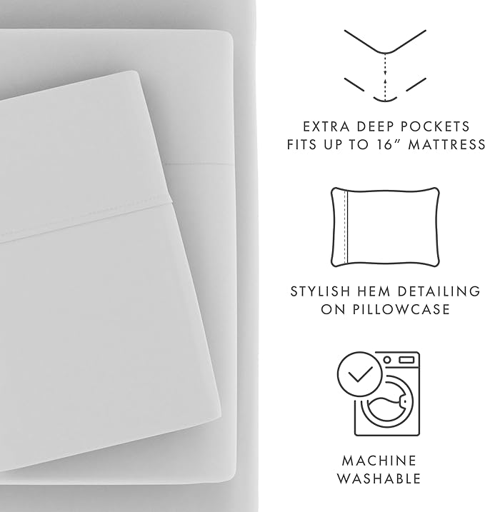Linen Market Bed Sheets for Twin Size Bed (Light Gray) - Sleep Better Than Ever with These Soft and Cooling Twin Sheets - Deep Pocket Fits 16" Thick Beds - 3 Piece Twin Sheet Set - LeafyLoom