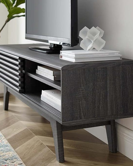 Modway Render Mid-Century Modern Low Profile 48 Inch TV Stand in Charcoal, 48" - LeafyLoom