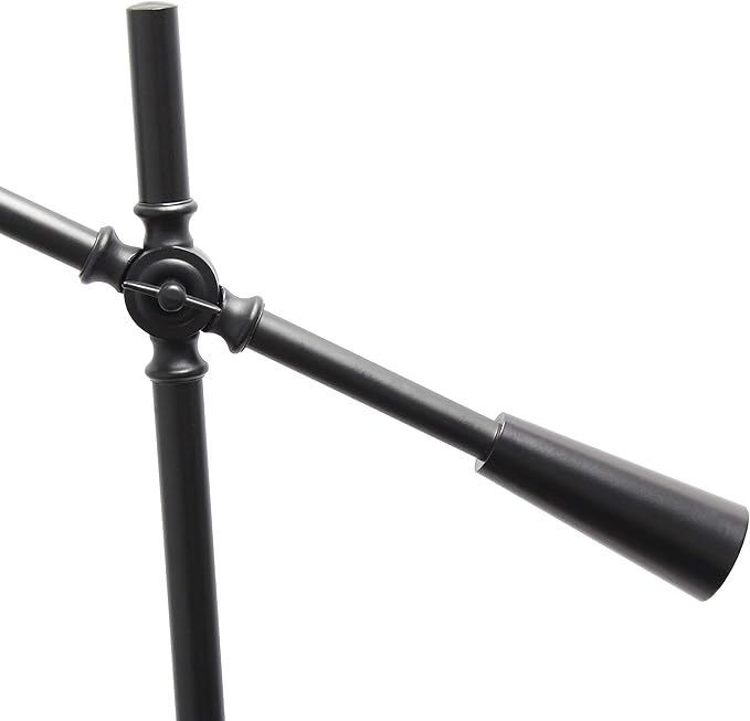 Elegant Designs LF1030-BLK Pivot Arm Glass Shade Floor Lamp, Black - LeafyLoom