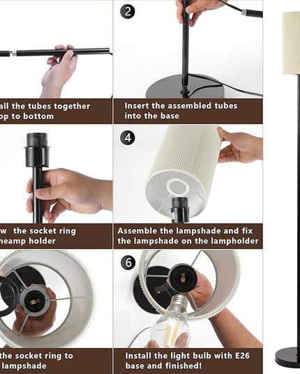 Floor Lamps for Living Room Modern Tall Lamp for Bedroom Office Corner (Black, 65'') - LeafyLoom