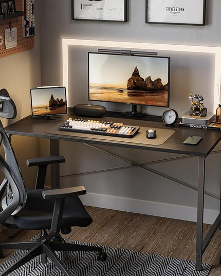 BANTI Computer Desk,47 inch Home Office Desk, Modern Simple Style PC Table for Home, Office, Study, Writing, Black - LeafyLoom