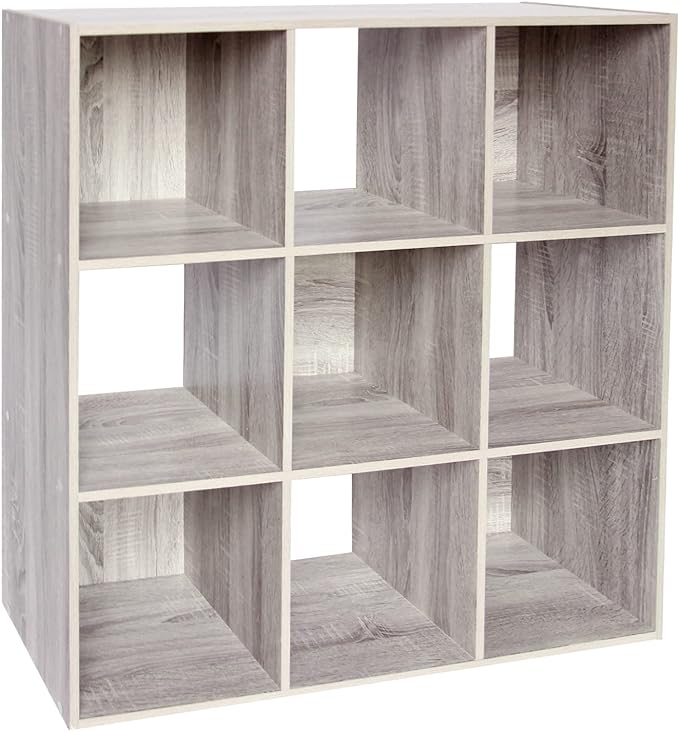 PACHIRA US 9-Cube Storage Organizer Bookshelf System, Unit Shelf, Closet Cabinet, Storage Cubes Organizer Shelves in Living Room, Bedroom, Study, Oak Grey - LeafyLoom