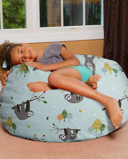 Posh Creations Bean Bag Chair for Kids, Teens, and Adults Includes Removable and Machine Washable Cover, Canvas Sloth and Trees, 38in - Large - LeafyLoom