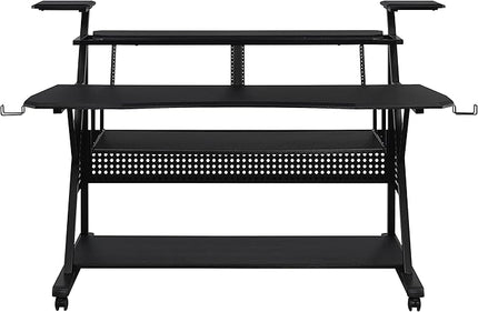 NicBex Laik-DW-00057-DX Desks, 67" W x 38" D x 42" H, Black - LeafyLoom