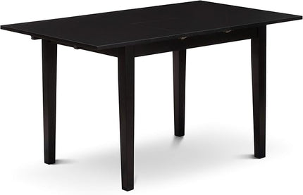 East West Furniture NOCL5-BLK-C 5 Piece Dining Table Set for 4 Includes a Rectangle Kitchen Table with Butterfly Leaf and 4 Linen Fabric Kitchen Dining Chairs, 32x54 Inch, Black - LeafyLoom